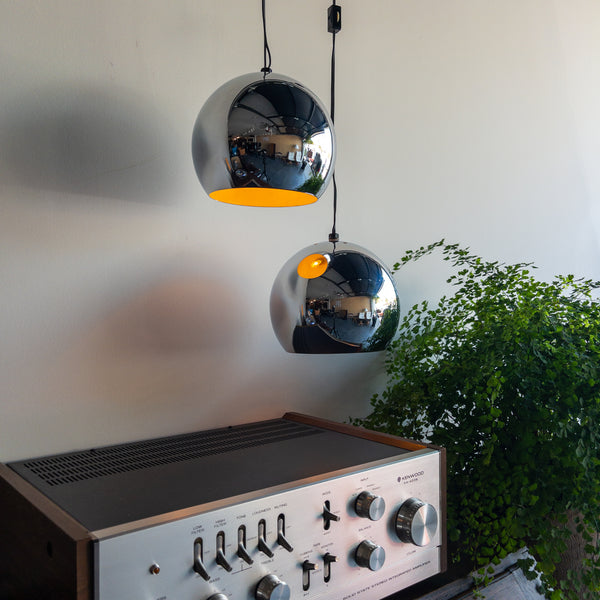 Mid Century Style Chrome Ball Pendant Lights