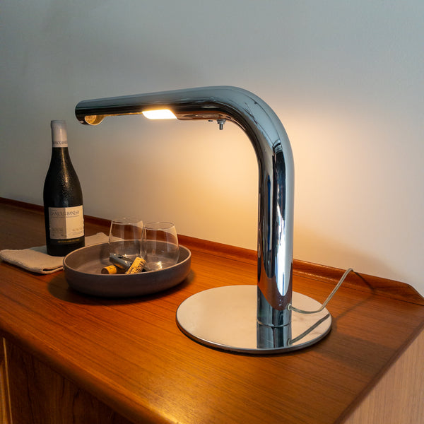 Mid Century Chrome Tube Desk Lamp by Ingo Maurer