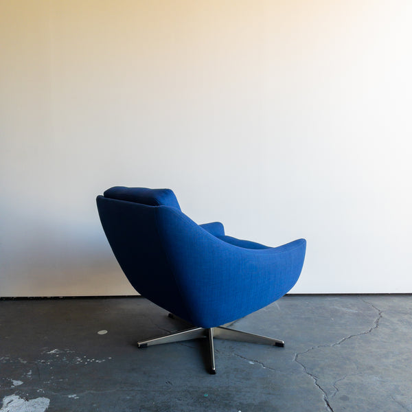 Royal Blue Mid Century Swivel Lounge Chairs