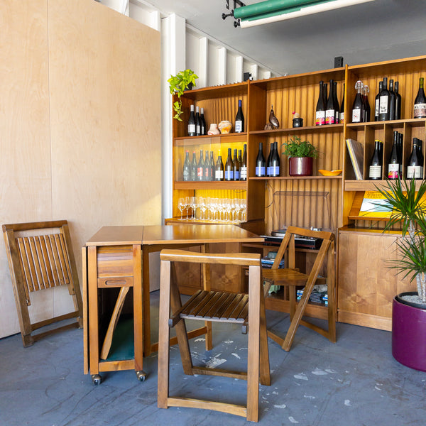 Romanian Drop Leaf Dining Table with Four Stow Away Chairs