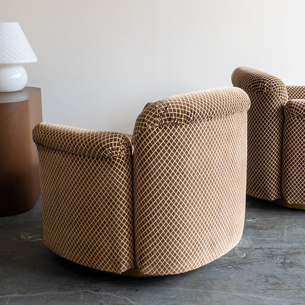 Crushed Velvet Swivel Club Chairs