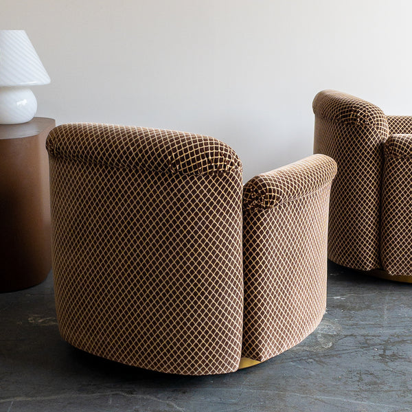 Crushed Velvet Swivel Club Chairs