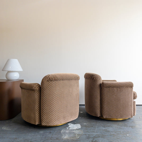 Crushed Velvet Swivel Club Chairs