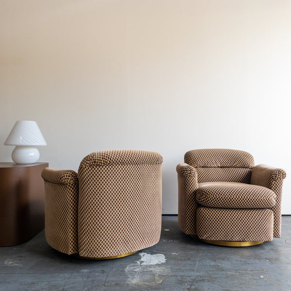 Crushed Velvet Swivel Club Chairs