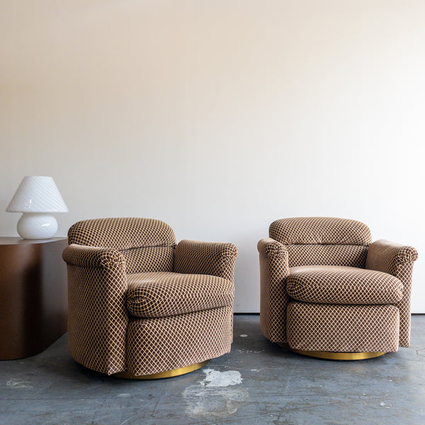 Crushed Velvet Swivel Club Chairs