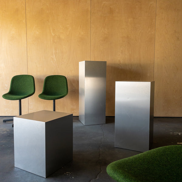 Brushed Metal Pedestal Cubes