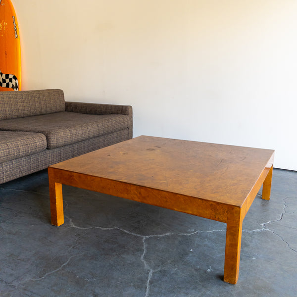 Vintage Burl Wood Parsons Style Coffee Table