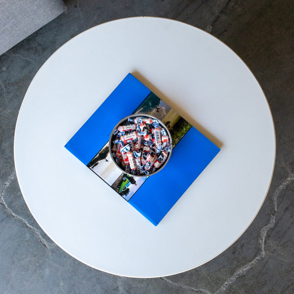 Small Mid Century Chrome and White Laminate Coffee Table