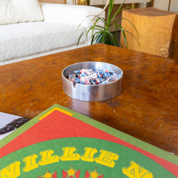 Vintage Brushed Metal Ashtray
