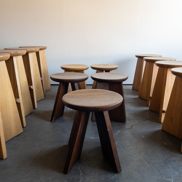 Custom Oak Table Stools - Dark Brown