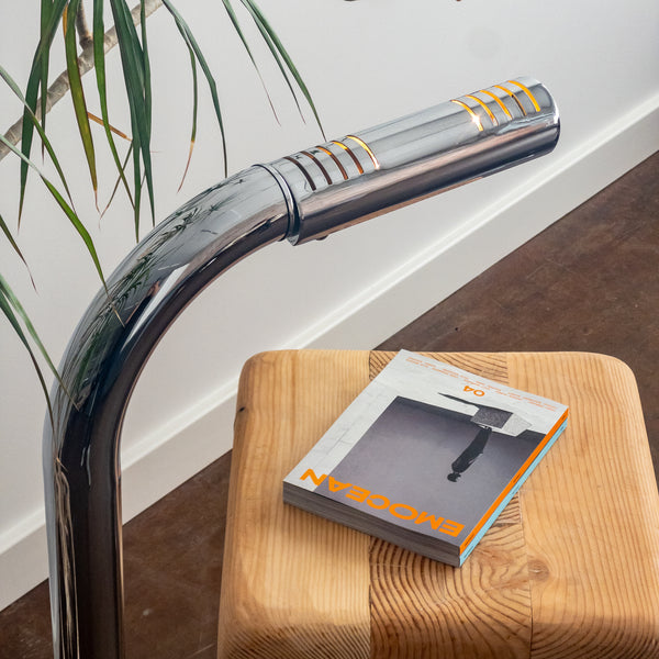 Curved Tubular Chrome Floor Lamps by Robert Sonneman