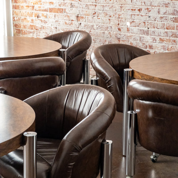 Mid Century Burl Wood and Chrome Dining Tables by Cal-Style