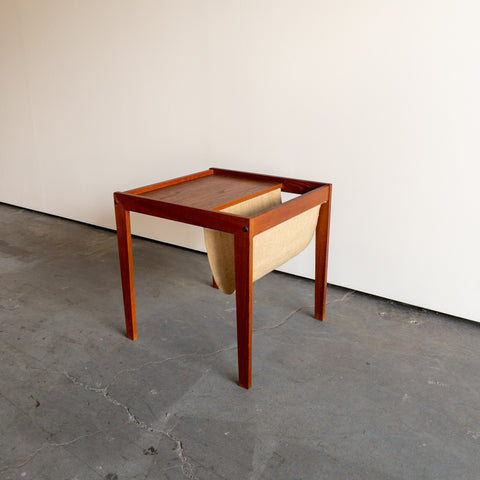 Danish Teak Side Table with Magazine Rack