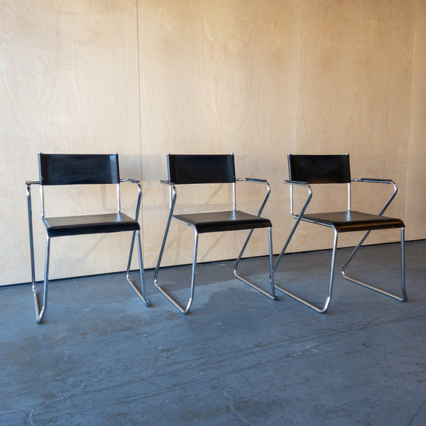 Black Leather and Chrome Z Chairs