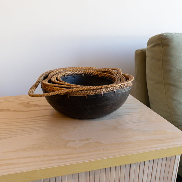 Wood and Rattan Nesting Bowls