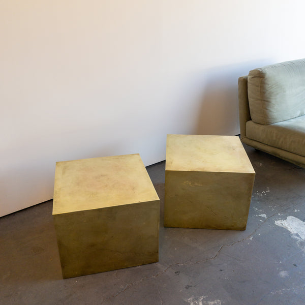 Polished Brass Cube Side Tables