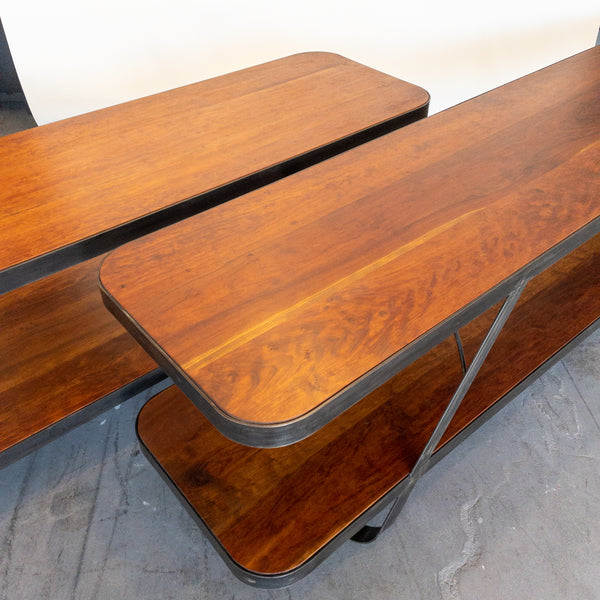 Cherry Wood and Bent Steel Credenzas by calf ltd