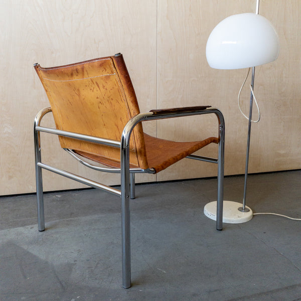 Leather and Tubular Steel Klinte Armchair by Tord Bjorklund for IKEA