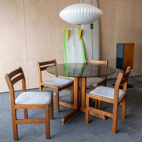 Oak and Smoked Glass Dining Set