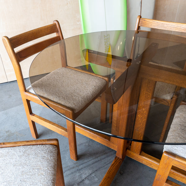 Oak and Smoked Glass Dining Set