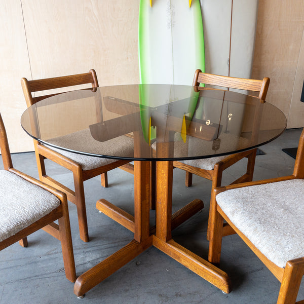 Oak and Smoked Glass Dining Set