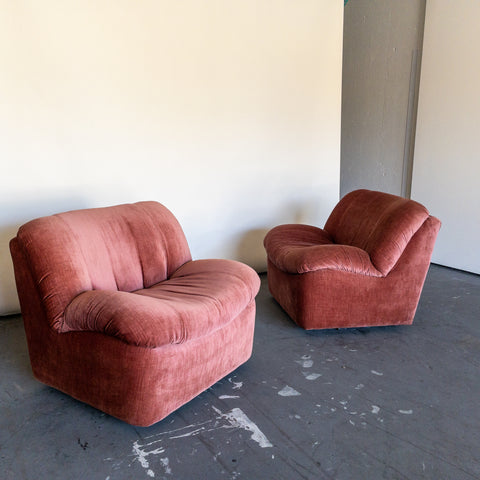 Coral Velvet Lounge Chairs