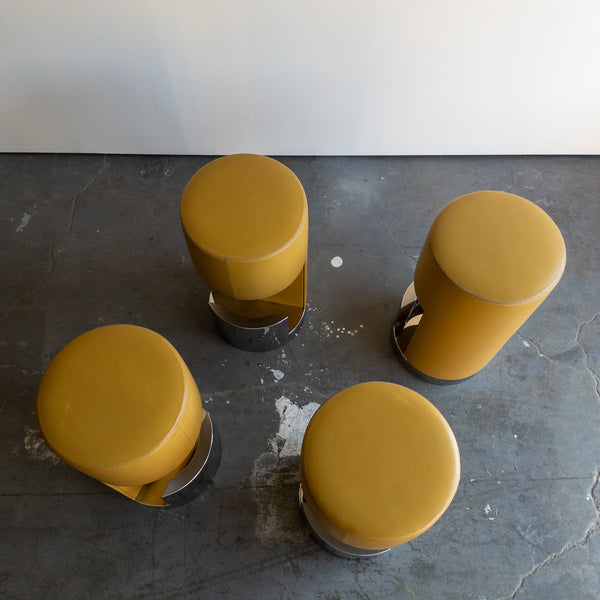 Louis Vuitton Leather and Chrome Stools