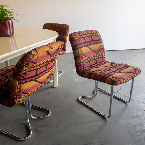 Tubular Chrome and Southwest Dining Chairs