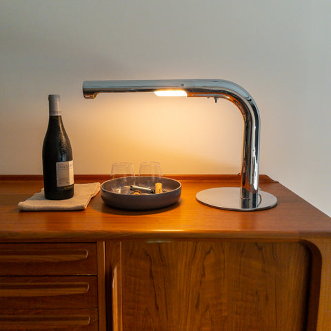Mid Century Chrome Tube Desk Lamp by Ingo Maurer