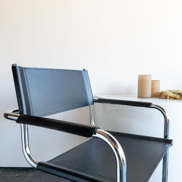 Italian Leather and Chrome Cantilever Chairs