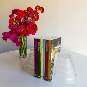 Vintage Art Deco Frosted Glass Bookends