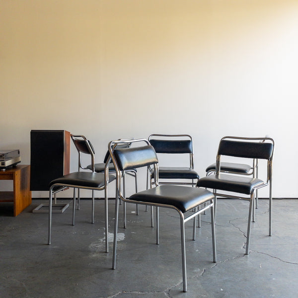 Vintage Chrome and Black Vinyl Chairs