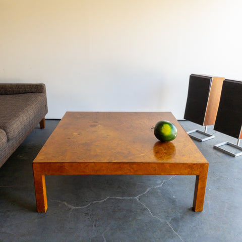 Vintage Burl Wood Parsons Style Coffee Table