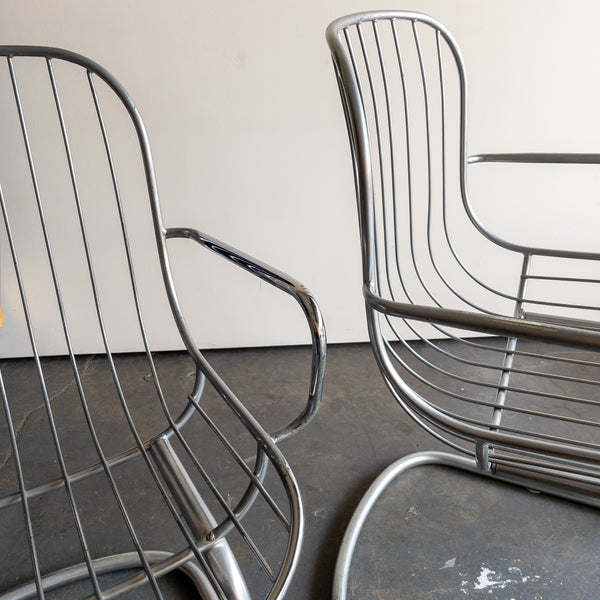 Vintage Italian Tubular Chrome Cantilever Armchairs