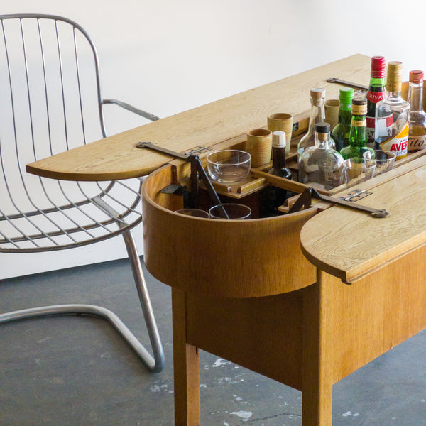 Harrods of London Cantilever Wooden Bar Cart