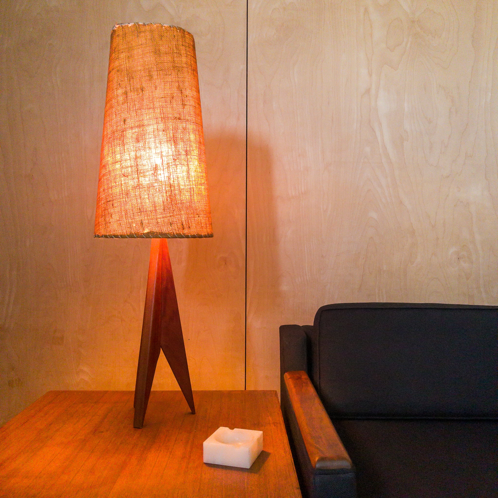 Danish Teak and Burlap Table Lamp