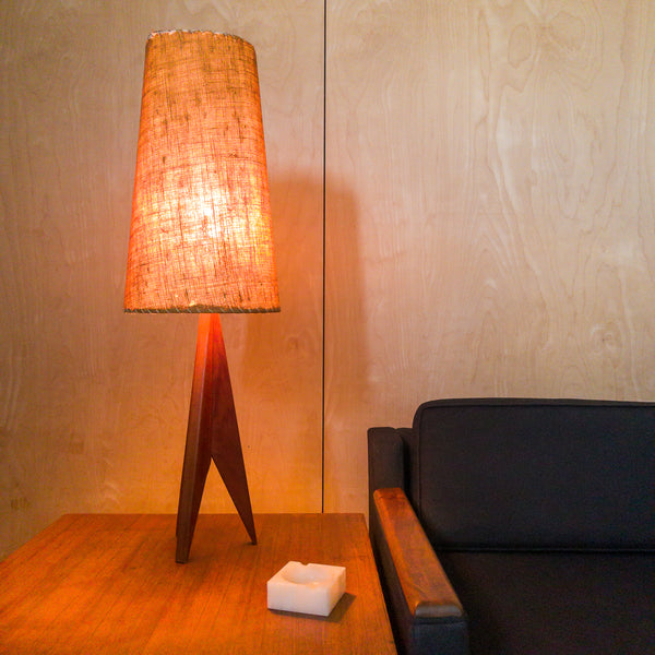 Danish Teak and Burlap Table Lamp