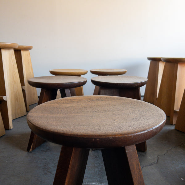 Custom Oak Table Stools - Dark Brown