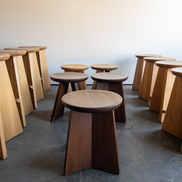 Custom Oak Table Stools - Dark Brown