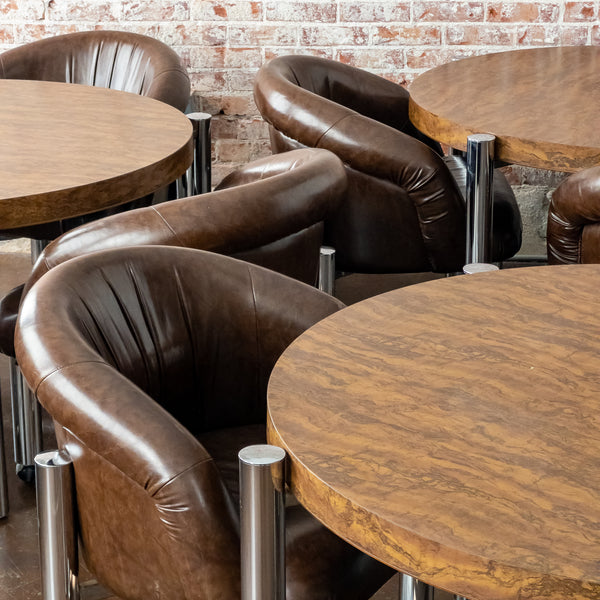 Mid Century Burl Wood and Chrome Dining Tables by Cal-Style